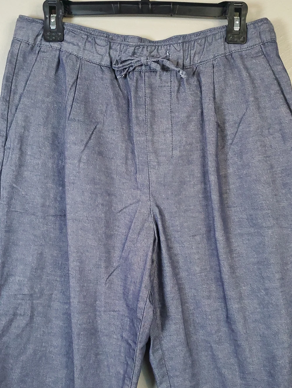 Zara Linen Blend Pull On Pants In Denim Blue, W/ Drawstring. Size Medium